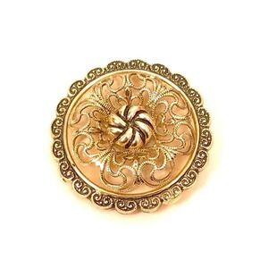 Western Germany Gold Toned Filigree Floral Vintage Signed Pretty Scarf Clip*F53